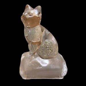Vtg Crystal Cat Figurine